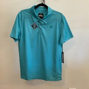 MEN'S ROCK & ROLL DENIM BLUE PERFORMANCE POLO